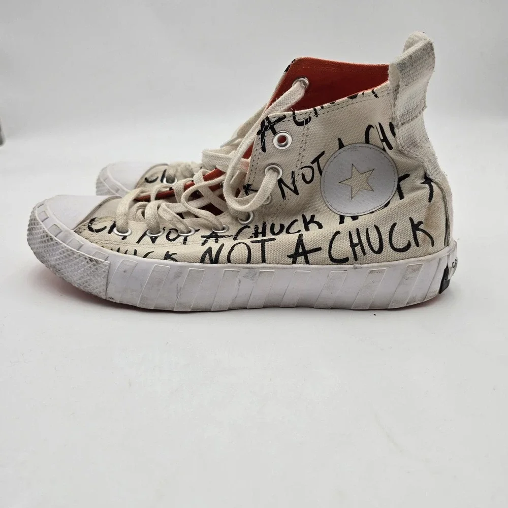 Converse Not A Chuck Shoes Mens Size 8.5 Beige Canvas High Top Sneaker 166503C - Picture 2 of 9